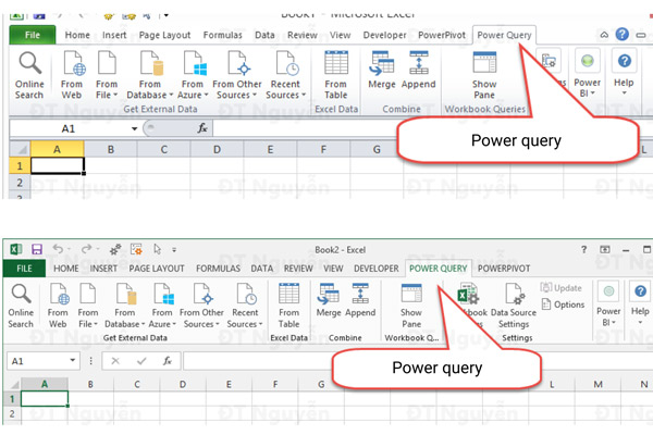 Tính năng Power Query trên giao diện Excel